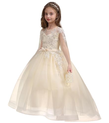 Flower Girl Dress Long Sleeves Princess Tulle Prom Pageant Ball Gown3
