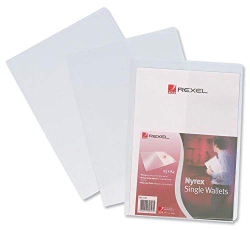 Rexel Nyrex Single Wallet with Vertical Inside Pocket A4 Clear Ref 12181 [Pack of 25]