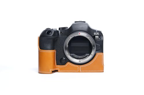 Demi-étui cuir Canon EOS R6 III marron évite rayures boîtier - 3