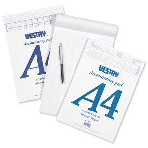 Vestry Accountants Pad 8 Cash Column 80 Leaf A4 Ref CV2064 (CV2064)