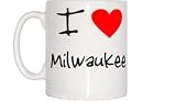 NA Tasse à café de Bureau, Tasse I Love Heart Milwaukee, Design des Deux côtés, Tasse 11 oz avec poignée, fabriquée aux États-Unis