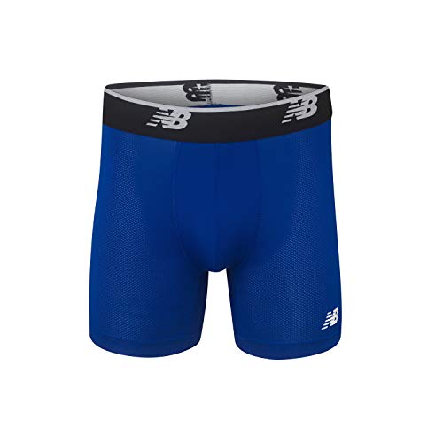 New Balance Men's No Fly Mesh Jersey Boxer Brief Breathable Lightweight Moisture Wicking Underwear (3 Pack) - Team Red/Pigment/Team Royal, Small3