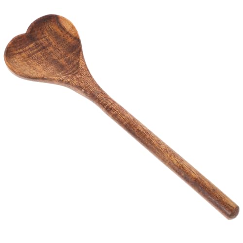 ERINGOGO ハート形木製スプーン 長柄で滑りにくい調理用攪拌スプーン 食洗機対応サラダやデザートに 家用丈夫で実用的な木製食器