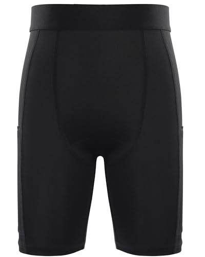 Roadbox Boys Compression Shorts, Youth Boys Performance Athletic Spandex Underwear, Kids Sports Shorts with Pockets3