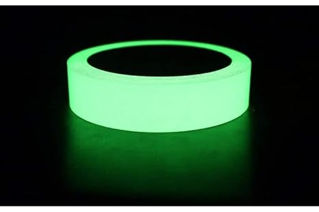 GlowTail Radium Night Glow in Dark Tape 25.4 mm (1 Inch) Width x 10 Meters (32 Feet) Length. Luminous Self-Adhesive Tape Safety Warning Security Stage Home Decoration Tape