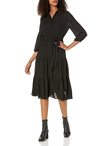 Nanette Nanette Lepore Women's Shirtdress with Triple Tiered Shirt, Very Black, 10