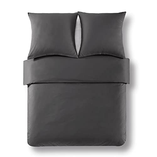 Alreya Renforcé Housse de Couette (Juste la Housse) 100% Coton - 200x220 cm Anthracite - Seulement la Housse de Couette avec Fermeture éclair