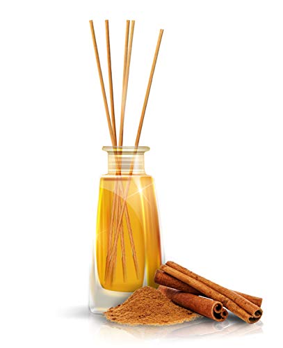 Cinnamon Reed Diffuser w/Natural Essential Cinnamon Oil 100ml - Fresh & Long Lasting Fragrance - Gift Set w/ 8 Bamboo Sticks - Best for Aromatherapy - Spa - Home - Office - Boutique