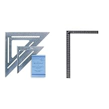 SW1201K Value Pack 7 inch Speed Square and Big 12 Speed Square & POWERTEC 80008 16 Inch x 24 Inch Steel Framing Square with Rafter Tables