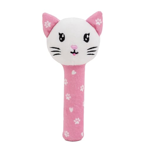 Image of Mirada Cute Kitty Plush Rattle Toy for Babies Soft Toy with Squeeze Handle & Squeaky Sound | Perfect Cuddly Toy for Toddlers & Infants - 18cm