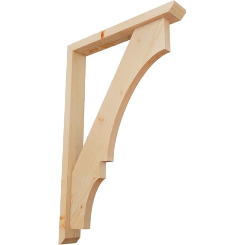 3 1/2"W x 24"D x 36"H Balboa Slat Smooth Bracket w/Offset Brace, Douglas Fir