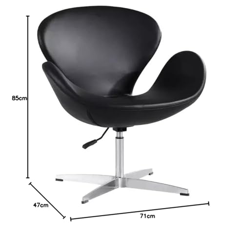 Image of 1 Modern Swivel Lounge Chair with Hydraulic Lift for Home Office Hotel Cafe (1 Chair, Black, Faux Leather)