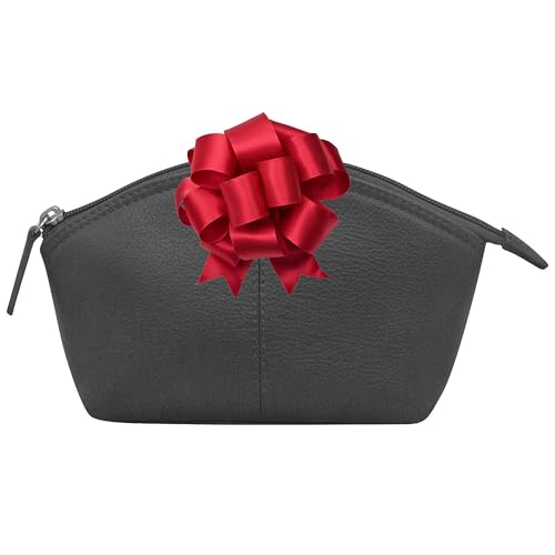 Image of ili New York Genuine Leather RFID Blocking Cosmetic Makeup Pouch - Black