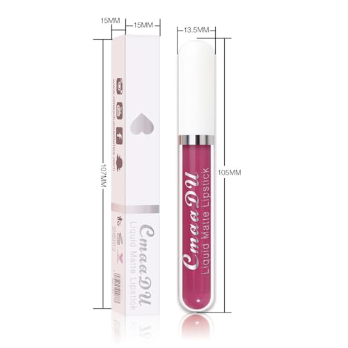 Image of evpct 1Pcs Violet Pink Liquid Matte Lipstick Lipgloss Set for Women, labiales mate 24 horas originales matte larga duracion 24 Hour Lipstick Lip Stains Long Lasting Waterproof 24, 10#