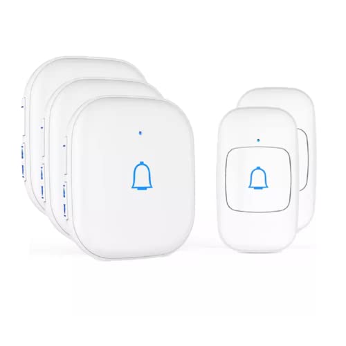 Image of Himster Wireless Doorbell, Waterproof Door Bell Chime Kit Alarm for Home at Upto 1000 Feet Range Operating with 56 Melodies, LED Flash, 7 Levels Adjustable Volume (White 2 Transmitters & 3 Receivers)