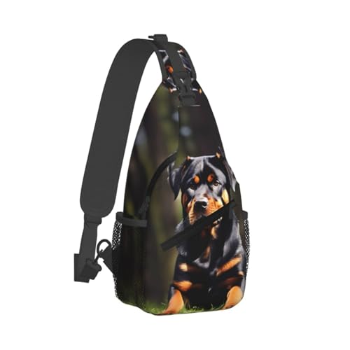 Mochila tipo sling con estampado Rottweiler para senderismo y viaje miniatura 2