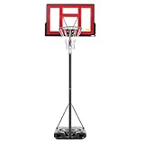 Sweetcrispy Portable Basketball Hoop Outdoor 6.1-10FT Adjustable Height, 44 Inch Shatterproof Backboard/Shock Absorbent Rim, Fillable Base, 2 Wheels for Backyard