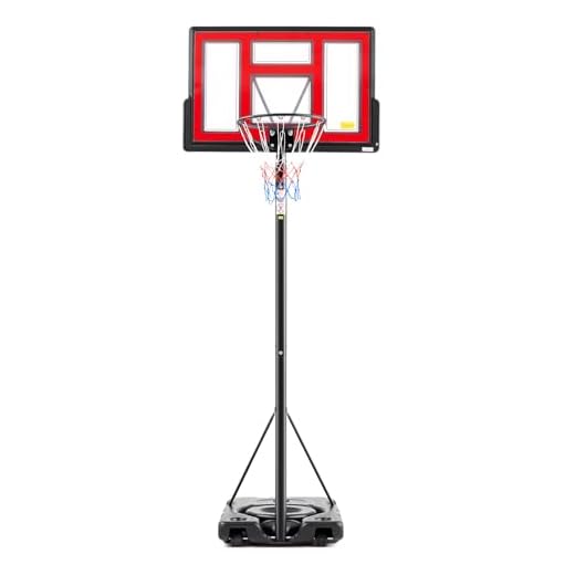 Sweetcrispy 6.1-10FT Portable Basketball Hoop Outdoor, Adjustable Height, 44 Inch Shatterproof Backboard/Shock Absorbent Rim, Fillable Base, 2 Wheels for Backyard