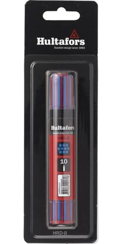 Image of Hultafors Dry Marker Refill Blue (10) Blister Pack, 10 dry marker blue refills supplied in a smart container.