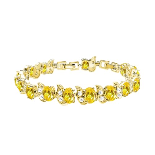 Image of LMXXVJ Fashion Tennis Bracelet Created Emerald White Gold Plated Charm Bracelet Gifts Jewelry for Women