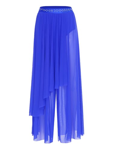 [Sinleey] Lyrical Dance Costume For Women Loose Fit Flowy Ballet Trousers Modern Contemporary Dancewear Cu[ XL