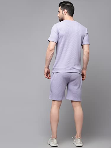 Image of Rigo Cotton Blend Waffle Knit Self Textured Co-Ord Set For Men's|Night Suit Set|Lounge-Wear Pajama Set|Night Wear, Beach Wear, Vacation Wear