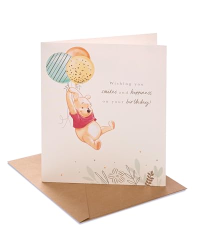 UK Greetings Disney Winnie l'ourson Carte d'anniversaire pour lui/elle/amie – Motif Winnie l'ourson et ballons