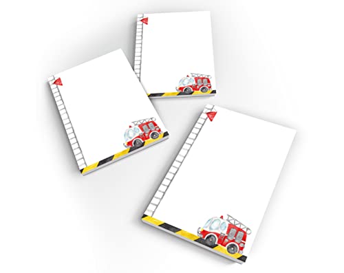 Junapack Lot de 12 mini carnets de notes - Motif camion de pompier - Cadeau d'anniversaire d'enfant - Pour garçon - Format A7