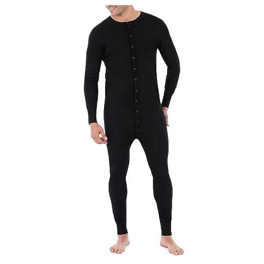 Fruit of the Loom Men's Premium Thermal Union Suit, Black, Large