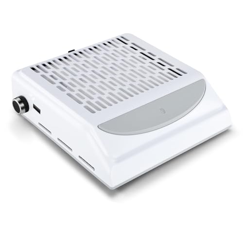 100W Aspirador de uñas Profesional Acrilico para uñas, Con Filtro Aspirador UñAs, aspiradora de uñas de velocidad ajustable,Para Salones De Manicura, Manicura, Grabado, Pulido (Blanco 2)