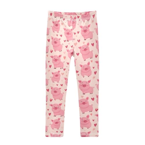 Girls Leggings Cartoon Cut Pig Heart Kids Length Leggings Pants Athletic Yoga Pants Toddler Tights Trousers 4T