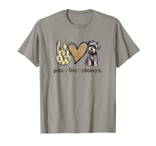 Funny Womens Girls Peace Love Miniature Schnauzer Lover T-Shirt