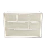 Small Mini Desk Drawer Organizer, 6 Clear Drawers, 7" x 3.9" x 4.7", White