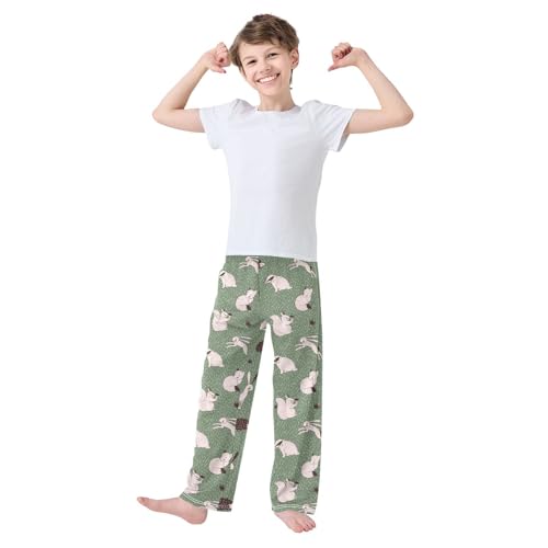 ZZXXB Hedgehog Bunny Boys Long Pants Soft Trousers Elastic Waist Kids Lounge Bottoms with Pockets S-XL2