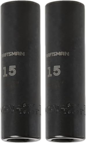 Image of CRAFTSMAN Deep Impact Socket, Metric, 1 /2-Inch Drive, 15mm (CMMT16076) (Pack of 2)