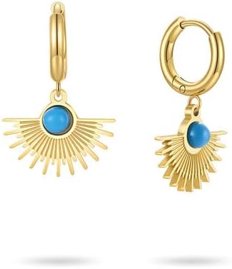 Pendientes de gota de abanico vintage para mujeres pendientes de joyería de acero inoxidable pendientes de color dorado SSS-0205-ENF-773