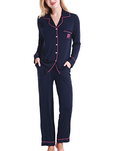 N NORA TWIPS Damen Bambus Pyjamas Langarm nachtwäsche weiche pjs gesetzt XL = US 16 drak blau Cover
