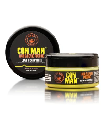 GIBS Con Man Hair & Beard Pudding - Leave-In Conditioner Curl Definer Green 7.5 Fl oz