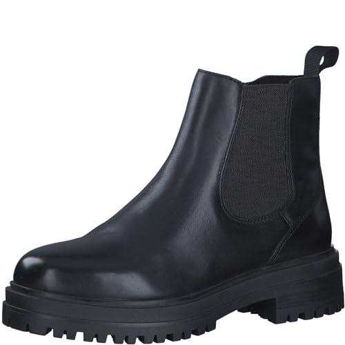 MARCO TOZZI Damen Chelsea Boots aus Leder mit Reißverschluss, Schwarz (Black), 37 EU
