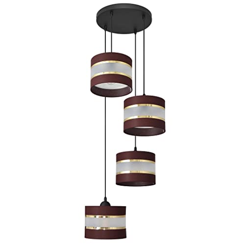 Image of Helam Helen Cluster Pendant Ceiling Light Brown, Gold, Black 35cm