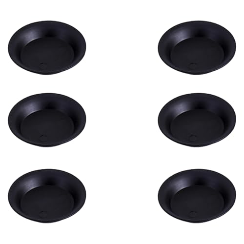 Aoktorkit Lot de 6 soucoupes rondes en plastique de 7 cm pour pot de fleurs intérieur et extérieur, noir