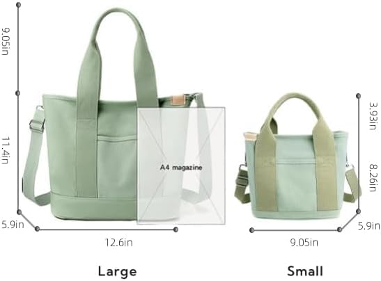 Image of Small Tote Bag with Zipper, 2024 Canvas Multi-Pocket Crossbody Bag Shoulder Bag Satchel Hobo Bag Messenger Bag