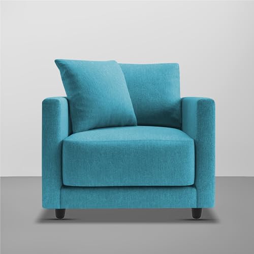 Image of Casaliving Dominic 1 Seater Sofa Set for Living Room (Turquise Fabric) Premium Fabric Sofa