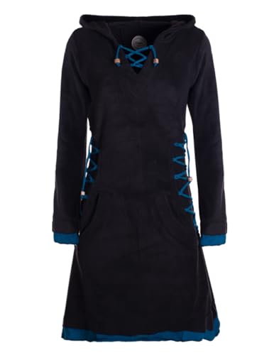 Vishes - Alternative Bekleidung - Extra warmes Damen Elfenkleid Winterkleid Sweatkleid Eco-Fleece schwarz 42
