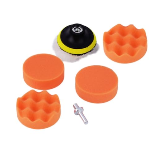 TOPBATHY Kit de Polissage Voiture 7 Pièces avec Tampons Mousse et Laine, Adaptateur Perceuse Pratique et Facile à Remplacer pour Lustreur Carrosserie