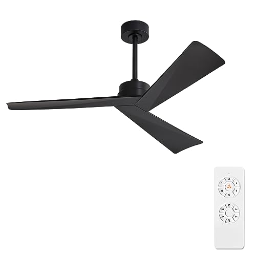WINGBO 52" DC Ceiling Fan without Lights, Matte Black Ceiling