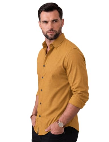 Image of NexaFlair Men's Regular Fit Solid Pattern Laffer Cotton Shirt with Long Sleeve Collared Neck Standard Length and Button Down Closure Type | Mens Casual Shirts | Man's Formal Shirts