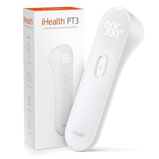 iHealth No-Touch Forehead Thermometer, Digital Infrared Thermometer for Adults and Kids, Touchless Baby Thermometer, 3 Ultra-Sensitive Sensors, Large LED Digits, Quiet Vibration Feedback, Non Contact