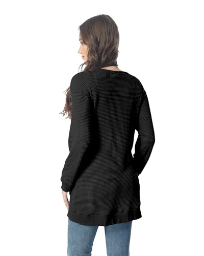 GLEENOD Strickjacke Damen Langarm Casual Lang Elegant Strickmantel Cardigan Open Front Strickpullover mit Taschen