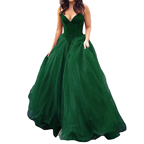 Lemai V Neck Velvet and Tulle Long Ball Gown Corset Formal Evening Prom Dresses